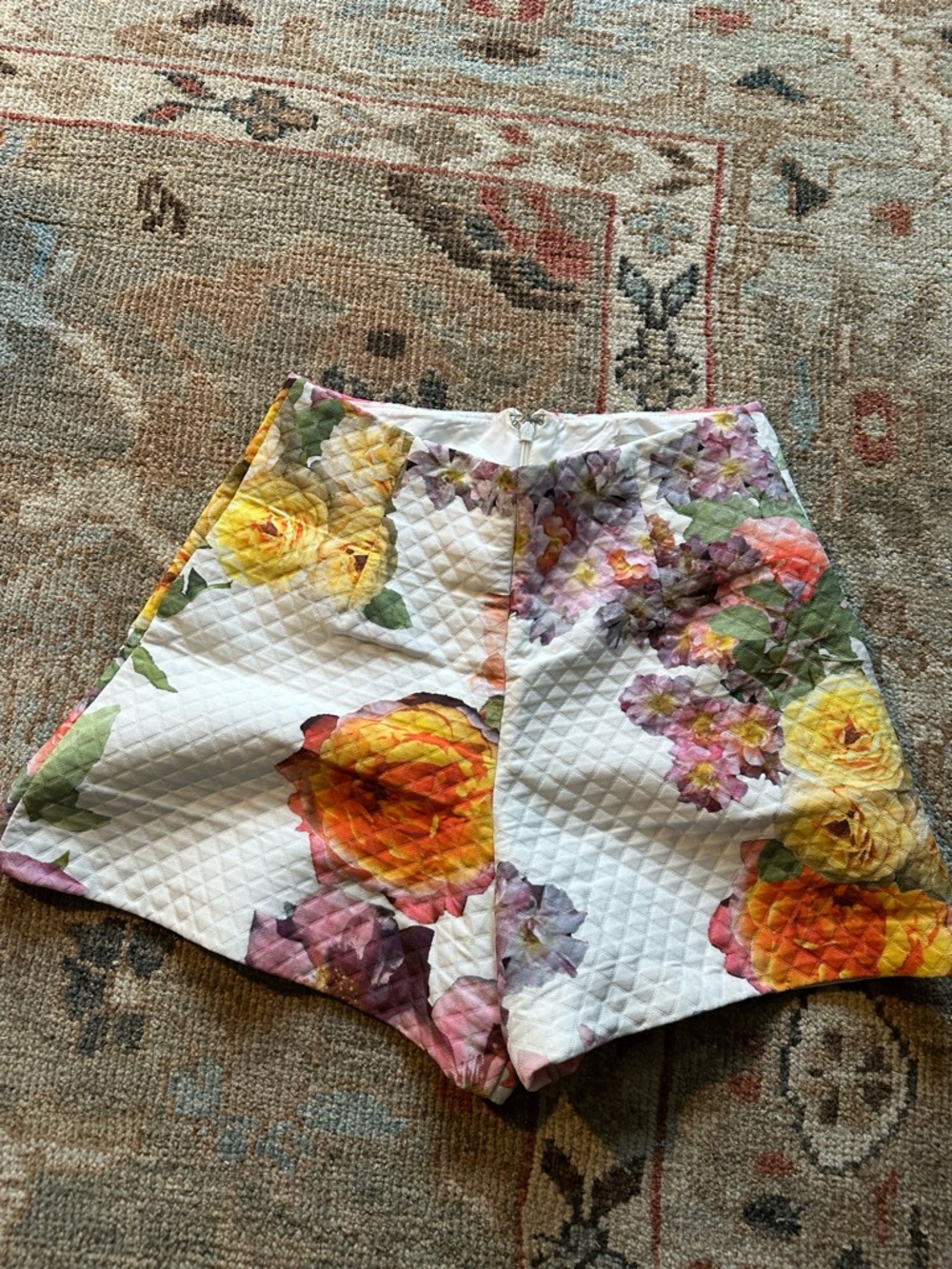 ASOS Floral Quilted White Women’s High-Waist Shorts